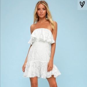 Keepsake Radar Ivory Floral Print Strapless Spring Summer Dress Size Small